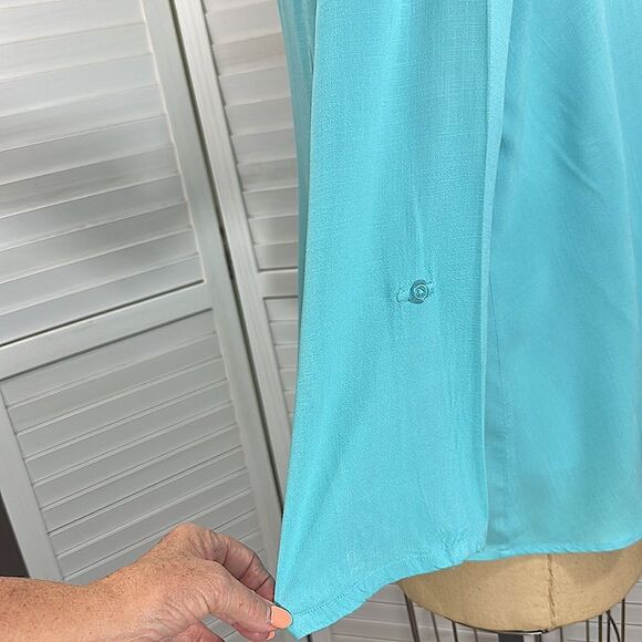 Chico’s Turquoise Blue Lightweight Cardigan Size 2 Large Size 12 - Picture 11 of 16